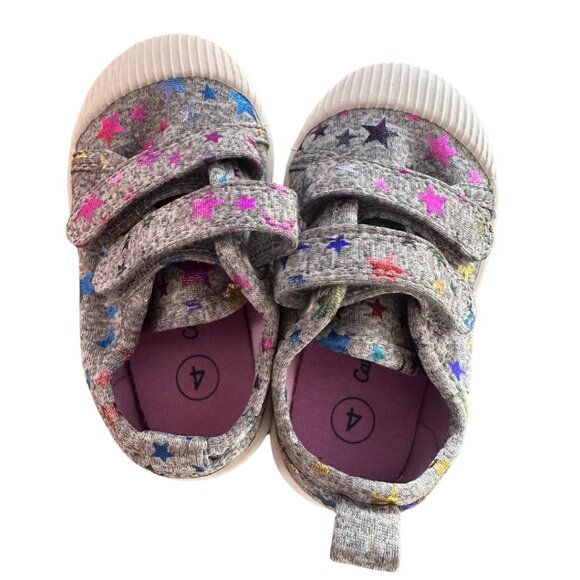 Cat & Jack Other - Cat & Jack Velcro Gray with Stars Baby Shoes - Size 4